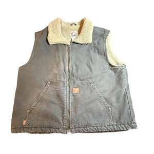 Sorel Mens XXL Duck Canvas Sherpa Lined Workwear Vest Gorpcorp Military Green